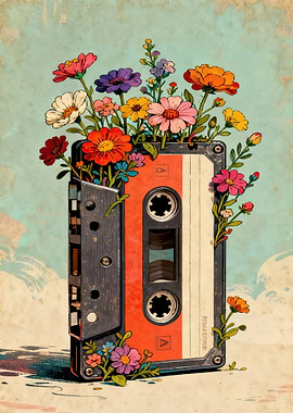 Flowers Growing from a Cassette Tape