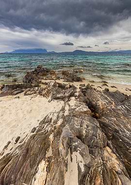 Rocky Beach Under Stormy Skies, Sardinia