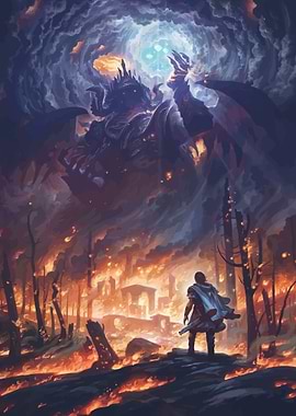 Dragon Over a Burning City