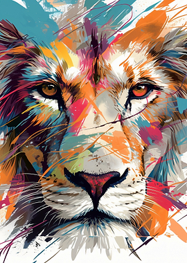 Colorful Lion Portrait