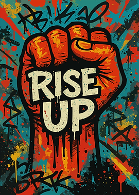 Rise Up Graffiti Fist Poster - Urban Street Art Motivation Wall Decor