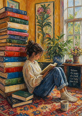 Woman Reading by the Window Poster