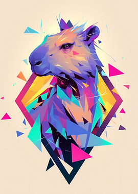 Geometric Capybara Portrait