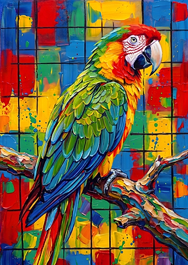 Tropical Macaw on a Branch