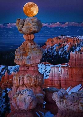 Balanced Rock Under Full Moon