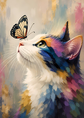 Cat and Butterfly Painting