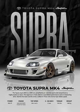 A striking white supra mk4 Poster