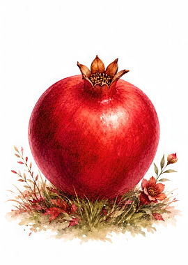 Pomegranate with Flowers
