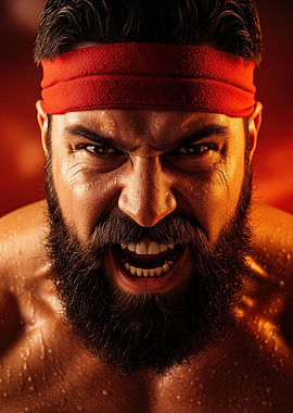 Furious Man with Red Headband
