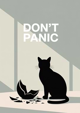 Black cat and broken vase