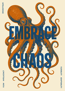 Embrace Chaos Octopus Vintage Poster Art Retro Nautical Wall Decor