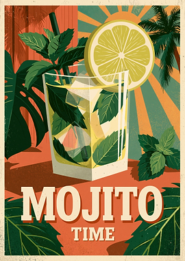 Mojito Time Vintage Poster