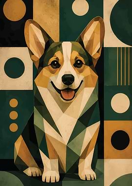 Geometric Corgi Portrait