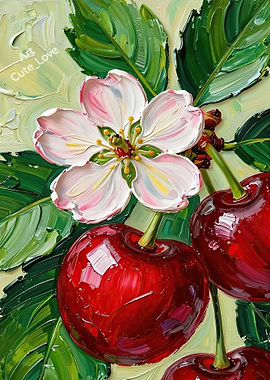 Impressionist Cherry Blossom and Cherries