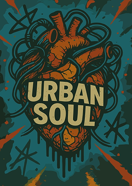 Urban Soul Anatomical Heart Poster Vintage Street Art Wall Decor