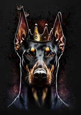 Doberman King with Crown