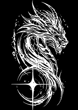 White Dragon Head with Star Symbol