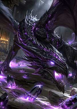 Dark Dragon with Purple Crystals