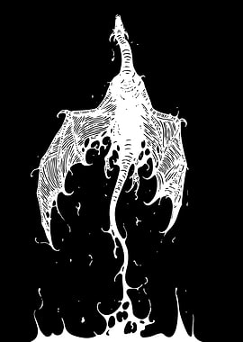 White Dragon Ascending from Blackness