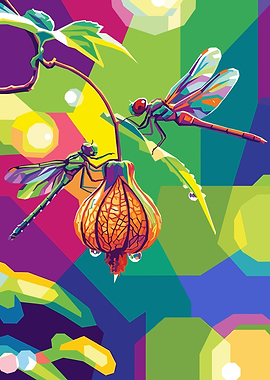 Dragonflies on a Flower