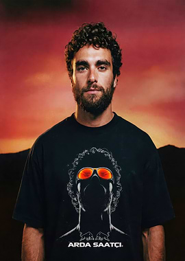 Man in T-shirt with Graphic Print
