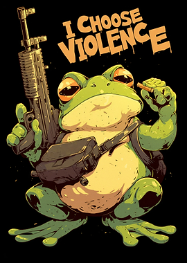 Frog with Gun and Cigarette