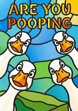 Four Geese Asking 'Are You Pooping?'