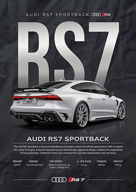A sleek white Audi RS7 Sportback Poster
