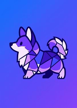 Geometric Purple Corgi