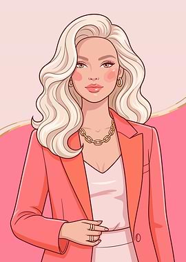 Stylish Woman in Pink Blazer