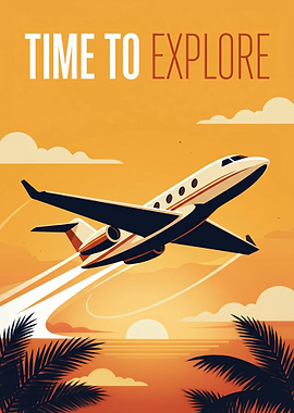 Time to Explore Airplane Sunset
