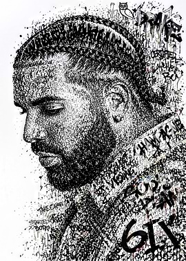 Drake Portrait Made of Text