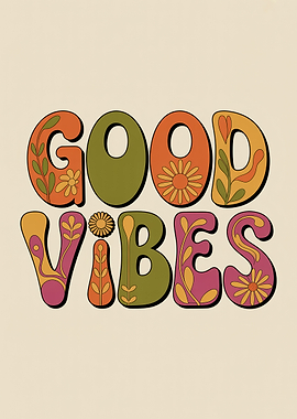 Good Vibes Retro Text Art