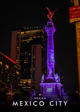 Mexico City Angel of Independence at Night