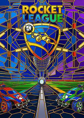 Rocket League Stained Glass Art