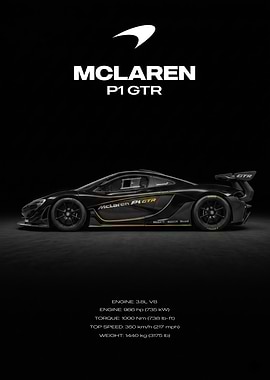 McLaren P1 GTR Car Poster