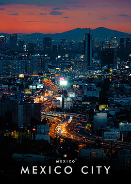 Mexico City Skyline at Dusk