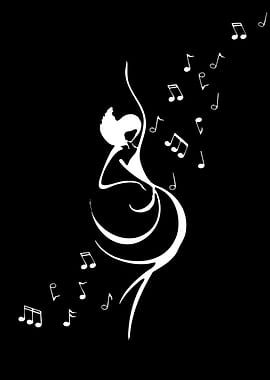 Dancing Figure with Music Notes