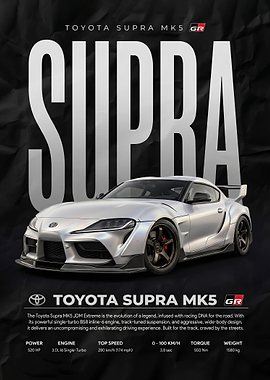 A striking Toyota Supra MK5 GR Poster