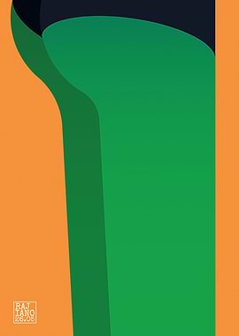 Minimalist Green Silhouette : Abstract Side Profile Leg Art