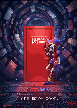 Pomni by an Exit Door