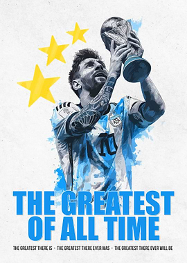 Lionel Messi holding the World Cup trophy