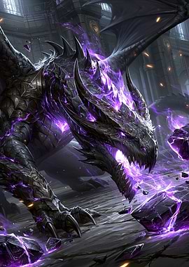Dark Dragon with Purple Energy