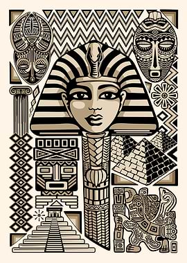 Ancient Egyptian and World Tribal Art Collage