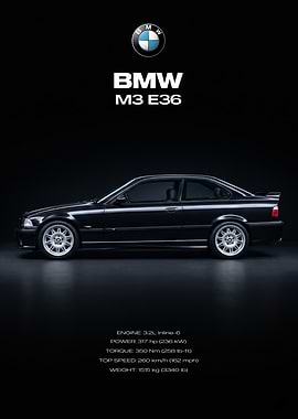 BMW M3 E36 Poster