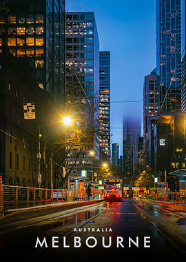 Melbourne City Tram at Dusk