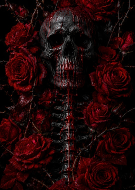 Gothic Skull and Roses