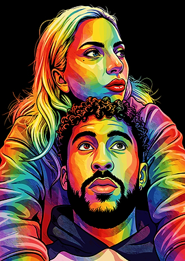Rainbow Portrait of Two People