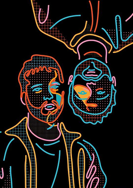 Abstract Faces with Geometric Patterns