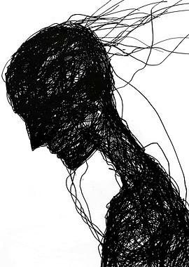 Abstract figure with scribbled lines